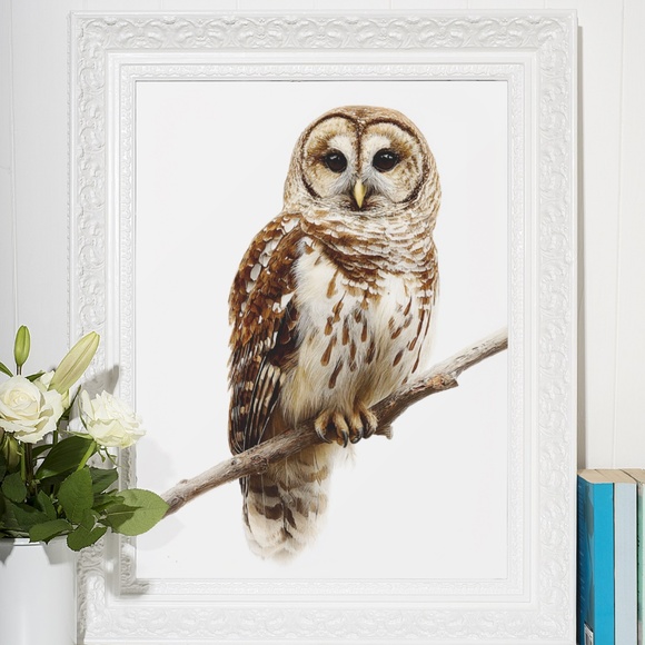 Watercolor Barred Owl Portrait Wall Art Print, Unframed - Mystical Woodland - Picture 6 of 6